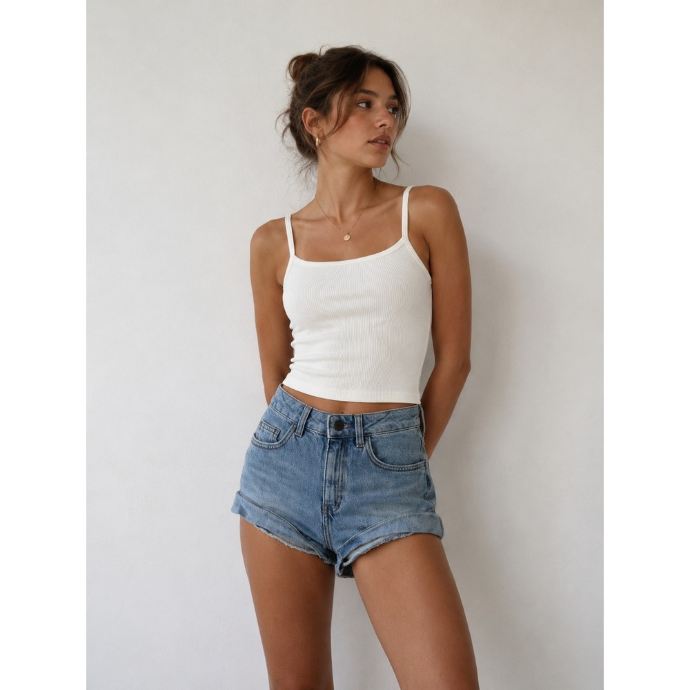 Silence + Noise Womens Microshorts Size 24 Light Denim Y2K Festival Casual